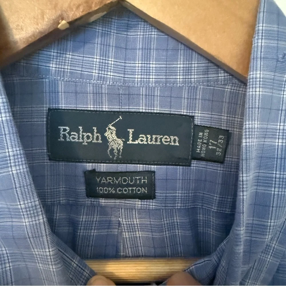 Polo Ralph Lauren Longsleeves Cotton Yarmouth button down Blue Plaid 17 32/33